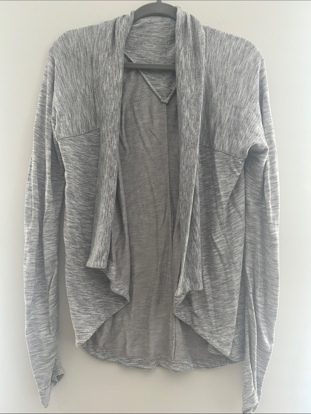 Athleta Light Heather Gray Open Front Draped Cardigan